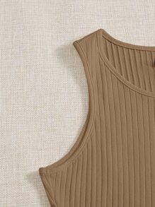 SHEIN EZwear 素色螺紋針織背心上衣