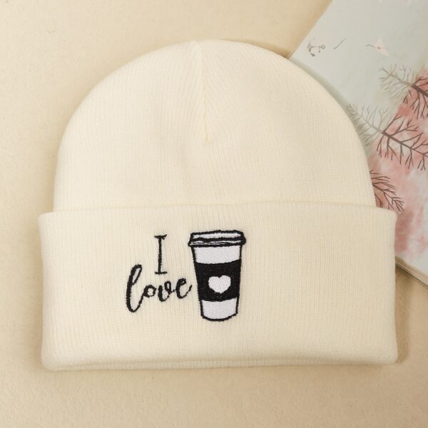 

Letter Embroidery Beanie, White