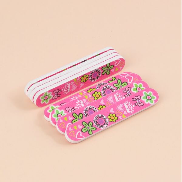 

20pcs Floral Pattern Nail File, Pink