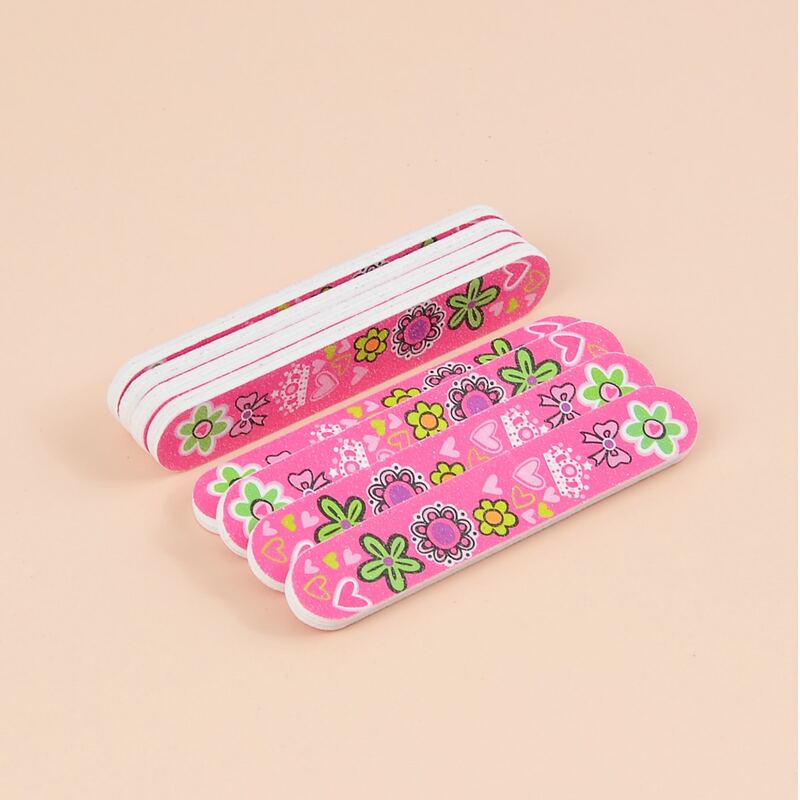 

20pcs Floral Pattern Nail File, Pink