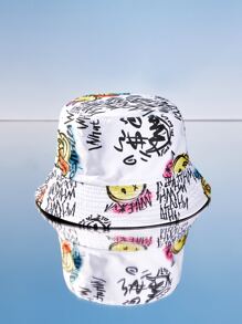 ROMWE Street Life Letter Graphic Bucket Hat Street - Multicolor - View 1
