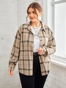 Calvaya Hơn Áo sơ mi In kẻ sọc Thả vai - Nhiều màu - Xem 1