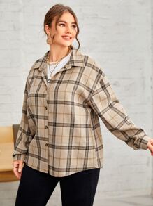 Calvaya Hơn Áo sơ mi In kẻ sọc Thả vai - Nhiều màu - Xem 4