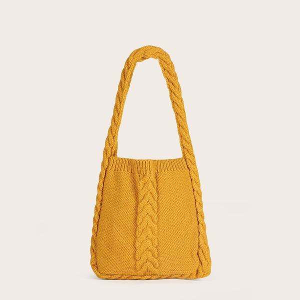 

Braided Detail Shoulder Bag, Yellow