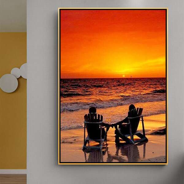

Beach Print DIY Diamond Unframed Painting, Multicolor