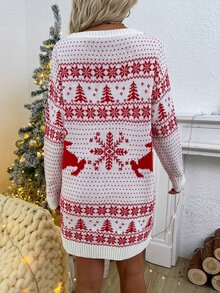 Vestido Navidad patrón tejido - Rojo y blanco - Ver 2