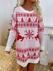 Vestido Navidad patrón tejido - Rojo y blanco - Ver 4