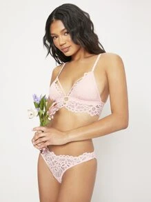 LUVLETTE Lencería Bralettes Bra de encaje para estancia en casa - Rosa Pálido - Ver 3