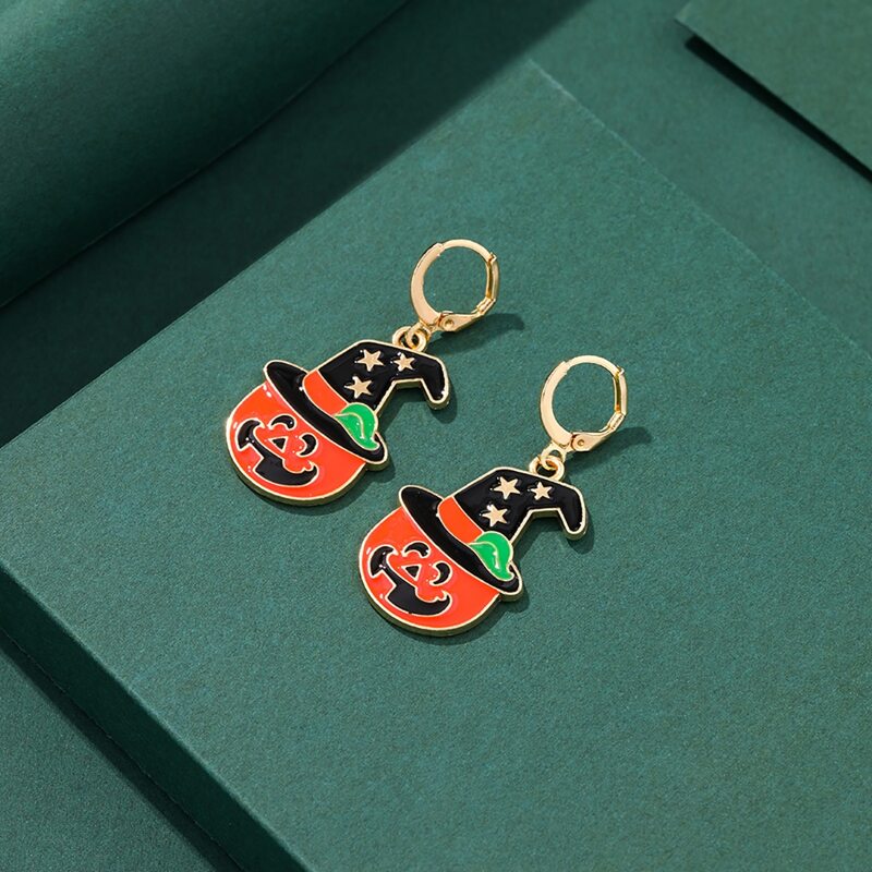 

Halloween Pumpkin Drop Earrings, Orange