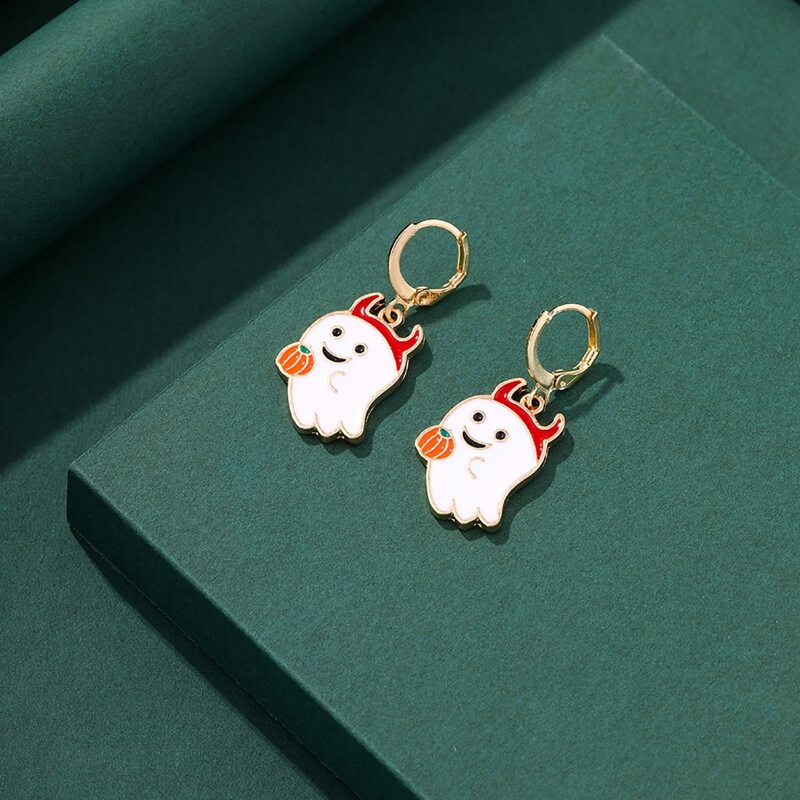 

Ghost Drop Earrings, Red and white