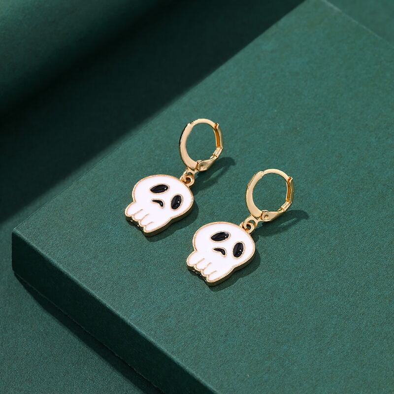 

Ghost Drop Earrings, Black and white