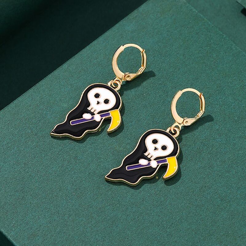 

Skull Drop Earrings, Black