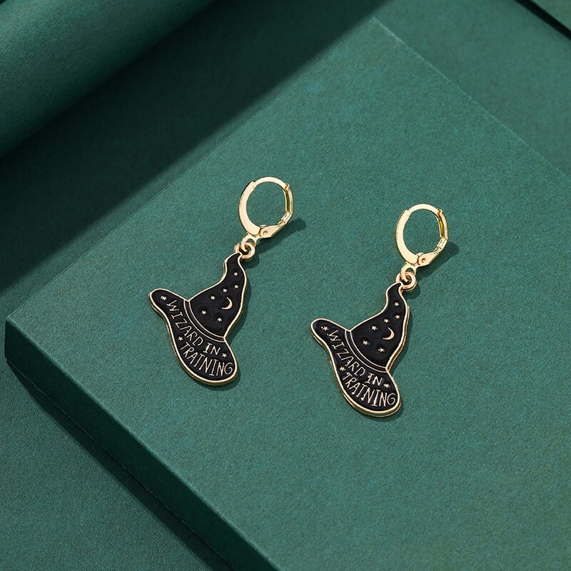 

Magic Hat Drop Earrings, Black