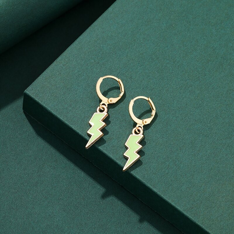 

Lightning Drop Earrings, Green
