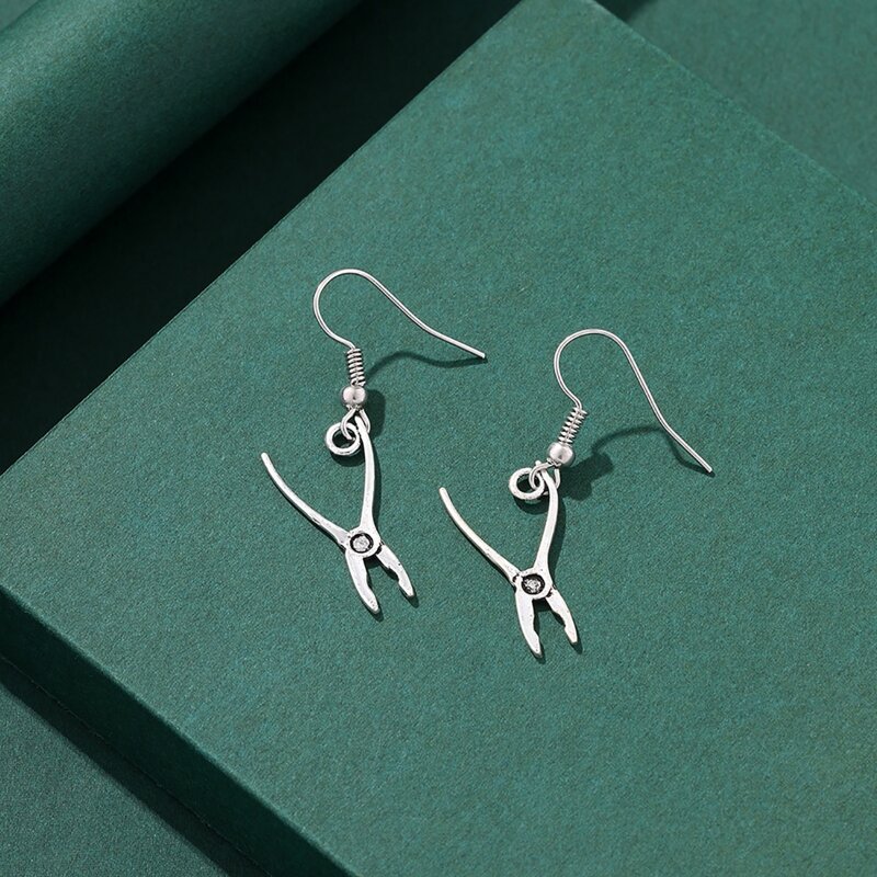 

Pliers Drop Earrings, Silver