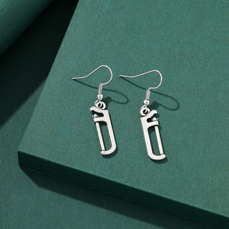 

Handsaw Drop Earrings, Silver