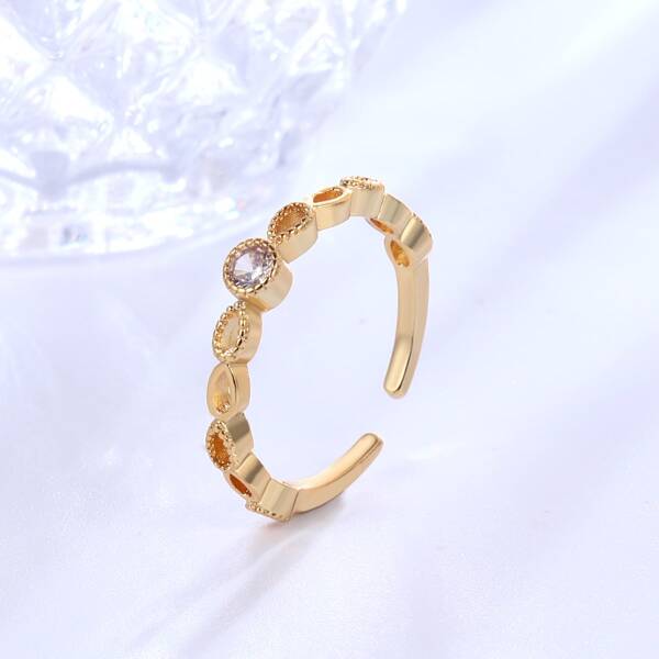 

18K Gold Plated Zircon Decor Cuff Ring