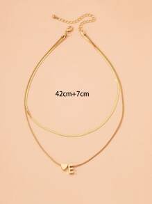 1pc Letter Decor Layered Necklace Copper Jewelry - Yellow Gold - View 5