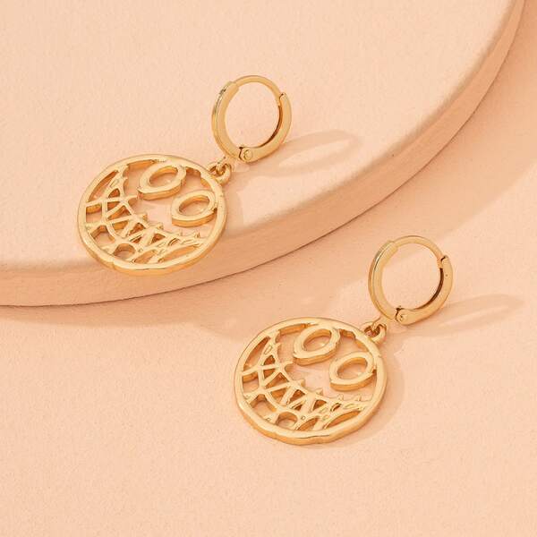 

Smile Face Decor Drop Earrings, Gold