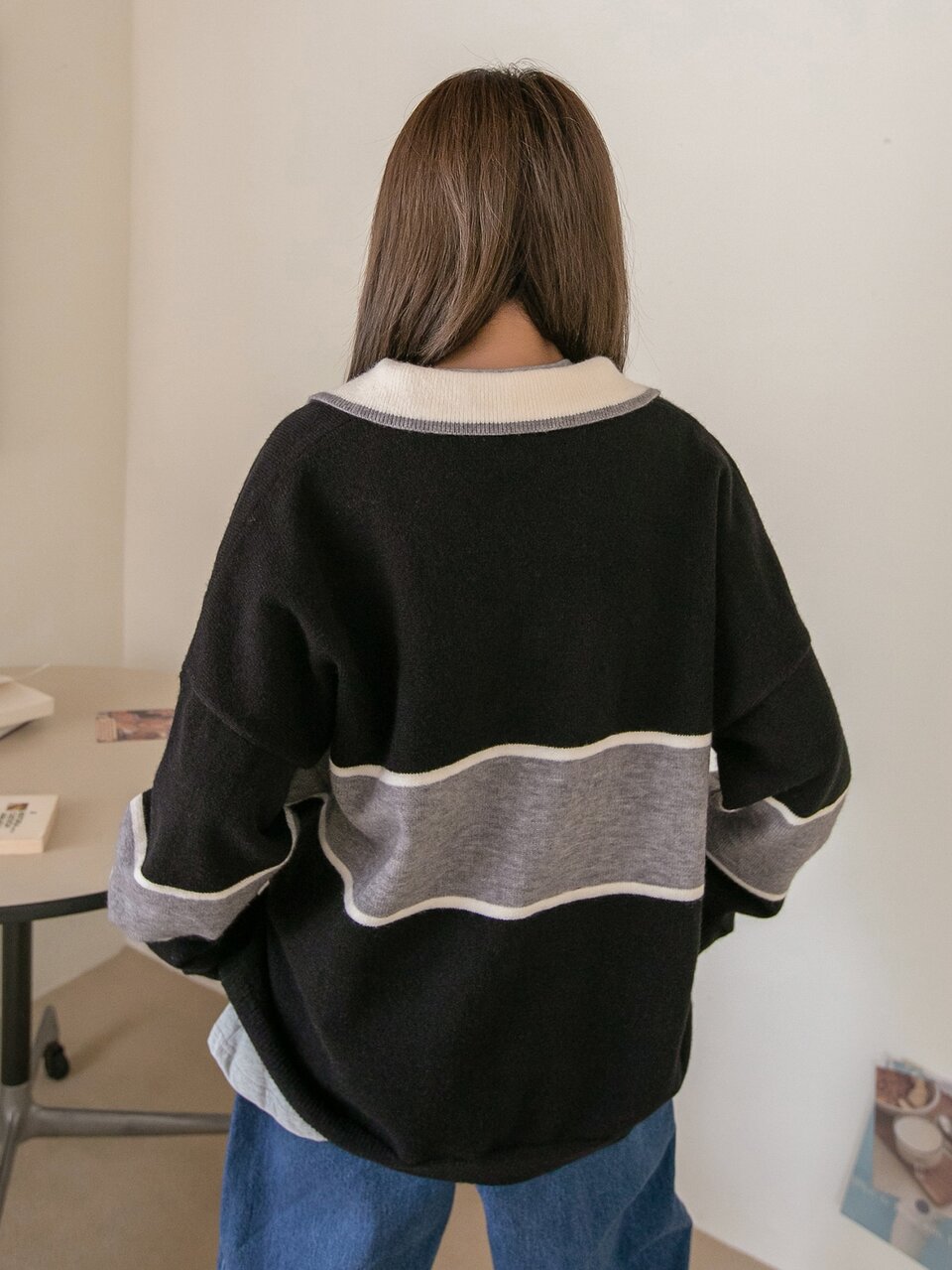 Letter Pattern Drop Shoulder Oversized Sweater