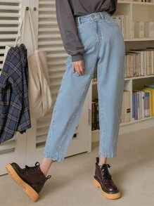 DAZY High Waist Slant Pocket Mom Fit Jeans - Light Wash - View 1