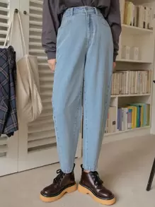 DAZY High Waist Slant Pocket Mom Fit Jeans - Light Wash - View 5