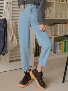 DAZY High Waist Slant Pocket Mom Fit Jeans - Light Wash - View 7