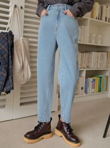 DAZY High Waist Slant Pocket Mom Fit Jeans - Light Wash - View 4