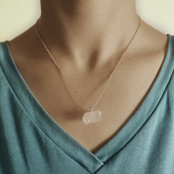 

Stone Charm Necklace, Pink