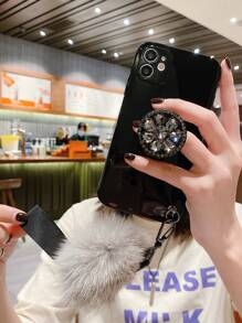 Custodia telefonico semplice con Impugnatura per telefono eccezionale & morbido palla pendente - nero - Visualizzare 1