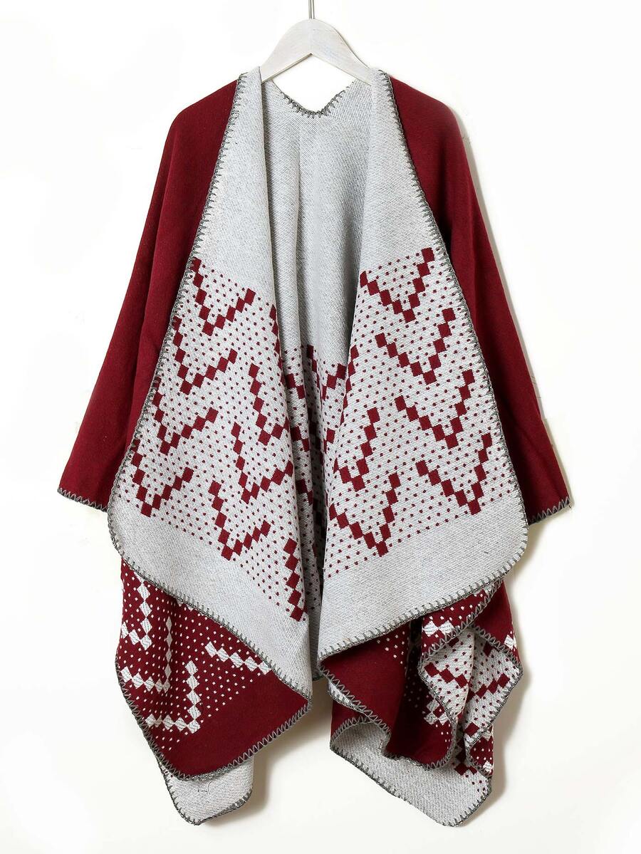 Khăn choàng họa tiết Chevron - Đỏ - Xem 1