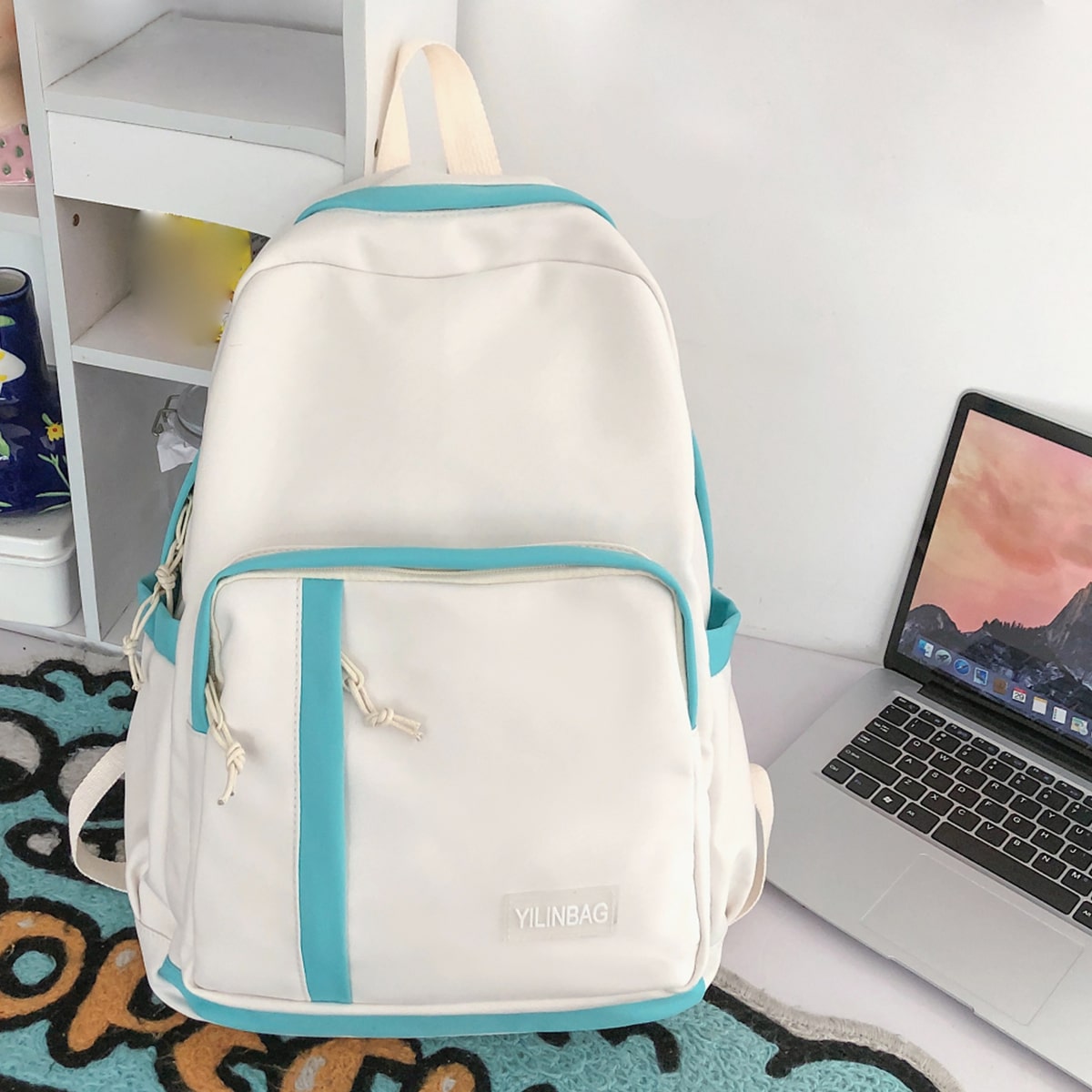 Детский контрастный рюкзак с текстовой заплатой