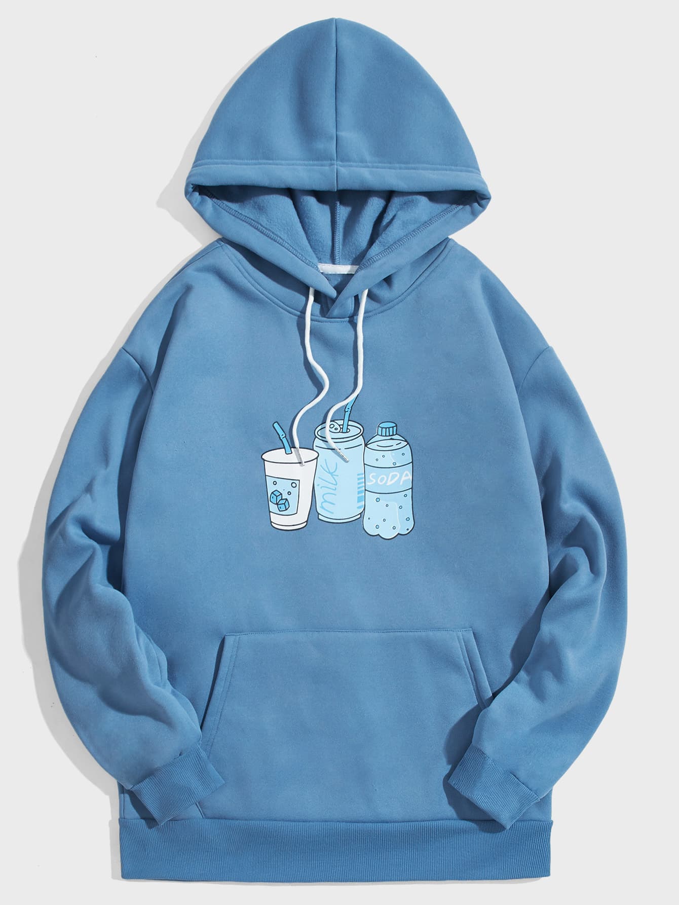 Chillumni Áo nỉ Nam Dây kéo Hoạt hình Lá thư Sẵn sàng - Màu xanh lam - Xem 1