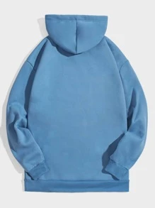 Chillumni Áo nỉ Nam Dây kéo Hoạt hình Lá thư Sẵn sàng - Màu xanh lam - Xem 2