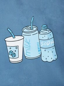 Chillumni Áo nỉ Nam Dây kéo Hoạt hình Lá thư Sẵn sàng - Màu xanh lam - Xem 3