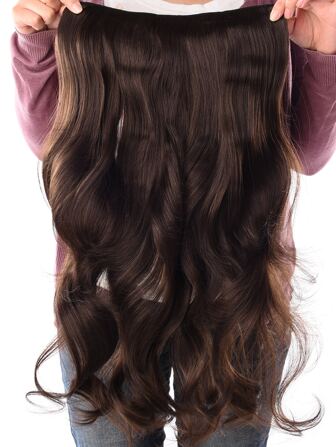 24inch Wavy Synthetic Hair Extension With Clips, 4 Clips One Piece, Heat Resistant Fiber