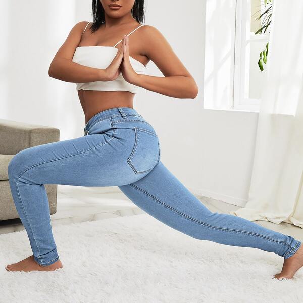

High Waisted Skinny Jeans, Light wash