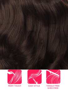 24inch Wavy Synthetic Hair Extension With Clips, 4 Clips One Piece, Heat Resistant Fiber - Mocha Brown - View 3