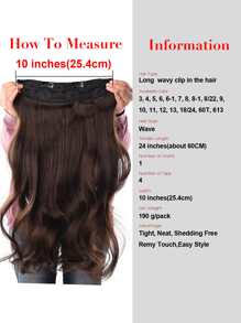 24inch Wavy Synthetic Hair Extension With Clips, 4 Clips One Piece, Heat Resistant Fiber - Mocha Brown - View 4