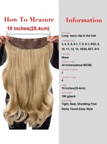 24inches Synthetic Wavy Hair Extensions With Clips, Heat Resistant Fiber, 1pc With 4 Clips