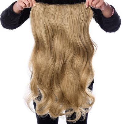 24 吋合成波浪接髮帶夾子，耐熱纖維，1 件帶 4 個夾子