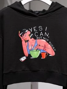 HABITOBEATRIZ Drop Shoulder Figure Graphic Hoodie - Black - View 4