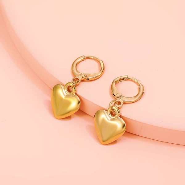 

Heart Decor Drop Earrings, Gold