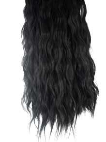 Extensiones de cabello de 22 pulgadas con rizo y multicolor con 16 clips en 6 piezas, estilo peluca - Negro - Ver 3