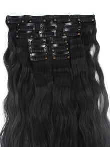 Extensiones de cabello de 22 pulgadas con rizo y multicolor con 16 clips en 6 piezas, estilo peluca - Negro - Ver 4
