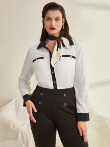 Camisa ribete en contraste - Blanco y Negro - Ver 1
