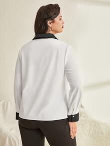 Camisa ribete en contraste - Blanco y Negro - Ver 2