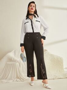 Camisa ribete en contraste - Blanco y Negro - Ver 4