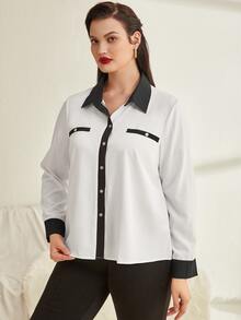 Camisa ribete en contraste - Blanco y Negro - Ver 5