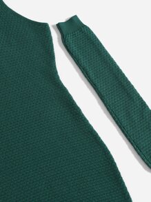 SHEIN Unity Backless Halter Jumper Dress With Arm Sleeve - Dark Green - View 5